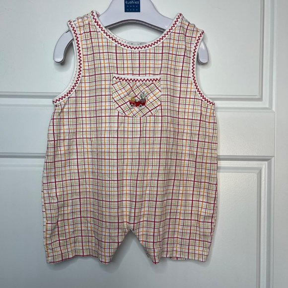 Kissy Kissy Unisex, Gender Neutral Plaid Tractor Embroidered Romper 12-18 Months - Picture 2 of 10